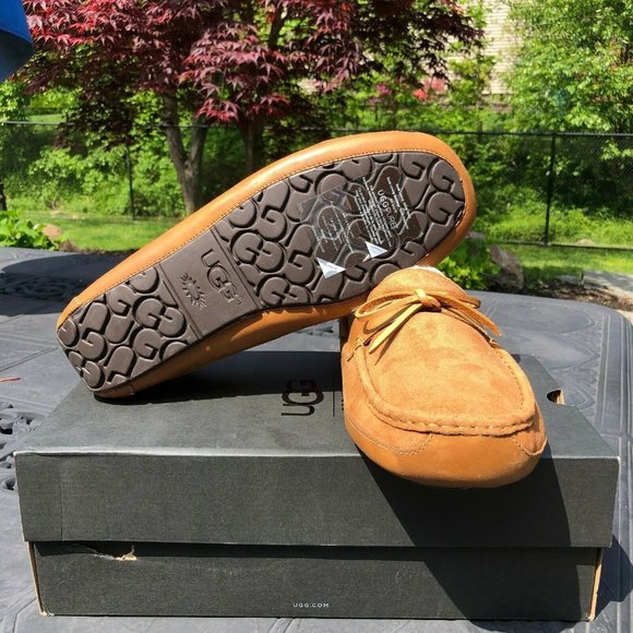 UGG Australia Byron Chestnut Leather Fur Slippers - Picture 10 of 14